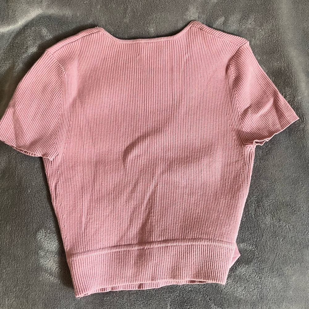 Aritzia Wilfred Pink Ribbed Wrap Blouse - Picture 2 of 3